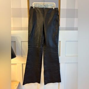 Hilary Radley Black Flare Leather Pants Size 6